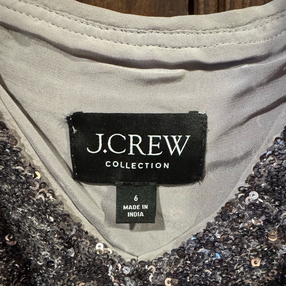 J Crew Silver Sequin floor length slip dress Size 6 - Picture 6 of 9